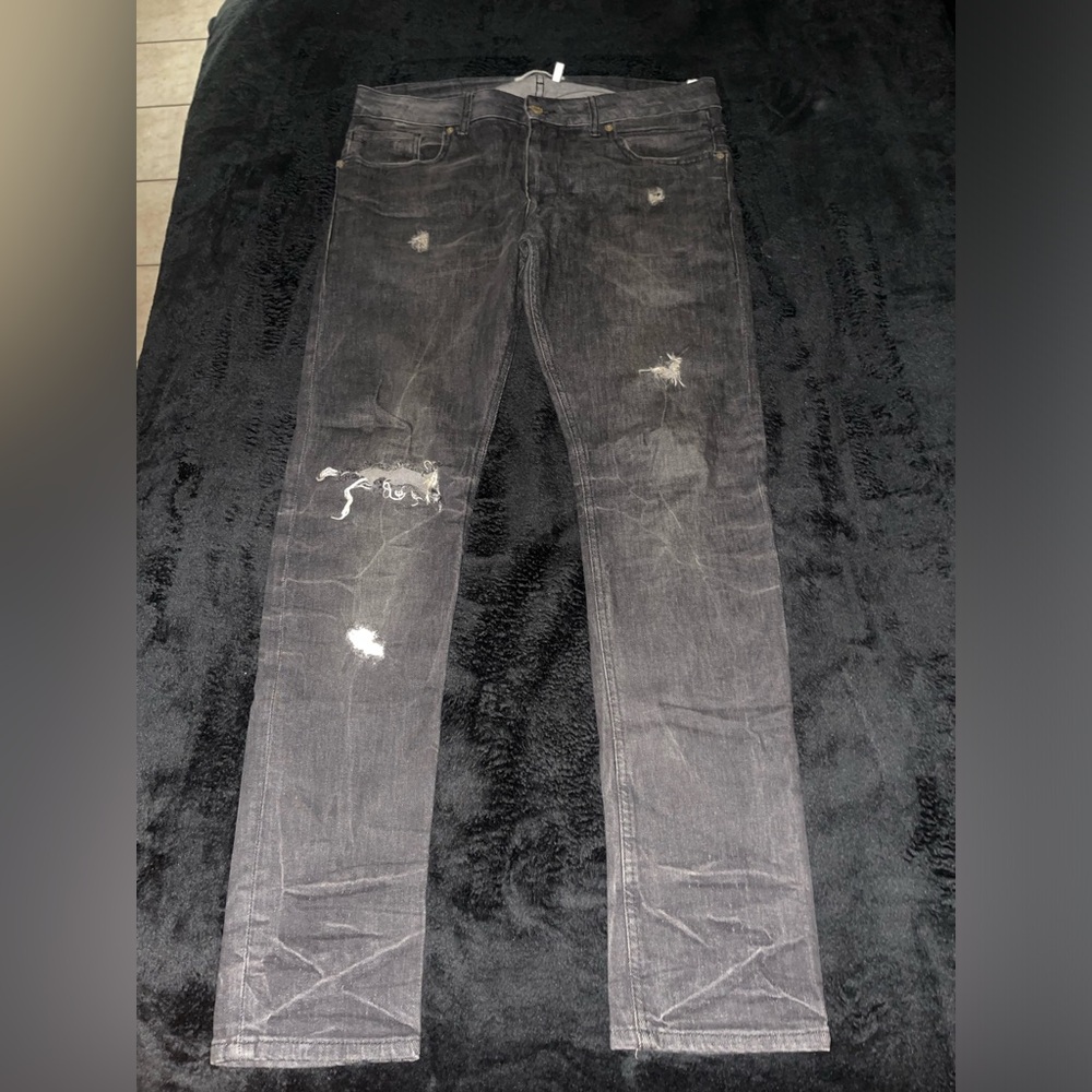 Men's Distressed Black Jeans